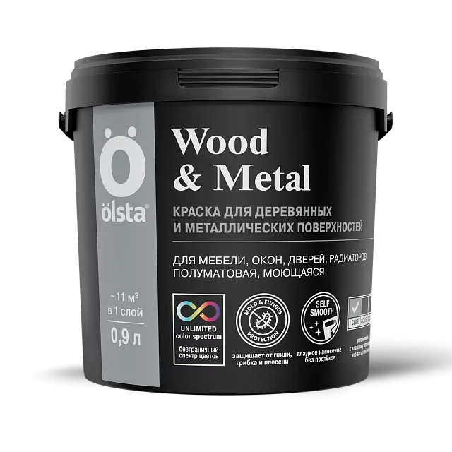 Купить Olsta WOOD&METAL Гладкая краска по металлу и дереву